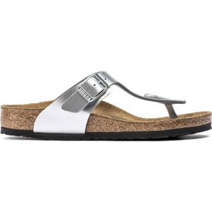 Slipper Birkenstock Kids Gizeh Birko-Flor Electric Metallic Silver Narrow