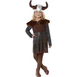 Smiffy's - Piraat & Viking Kostuum - Gyda De Dappere Viking - Meisje - Bruin, Zwart - Small - Carnavalskleding - Verkleedkleding