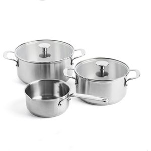 Kitchenaid RVS Kookpannenset met Glazen deksels - 3 kookpannen + 2 deksels