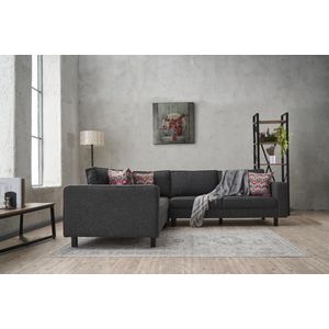 Comfortabele Hoekbank | Beukenhouten Frame | Antraciet Kleur