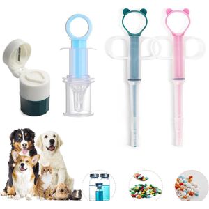 4-in-1 Set Pillenverdeler voor Katten en Honden: Vloeibare Geneesmiddelverdeler, Slikhulp, Tablettenvergruizer en -snijder