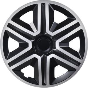 NRM Action 4 x universele wieldoppen, wieldoppenset 14"" zwart-zilver