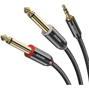 Sounix 3,5 mm Jack naar Dual 6,35 mm Mono Y Audio Kabel - 2x 6.35 mm - 1.8 meter