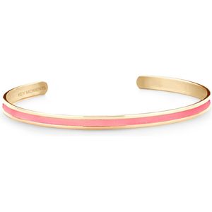 Key Moments 8KM B00536 Stalen Open Bangle - One-size (60 x 50 x 4 mm) - Goudkleurig / Roze