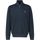 LERROS - Sweatshirt - Navy - Staande Kraag - Ritssluiting - Effen