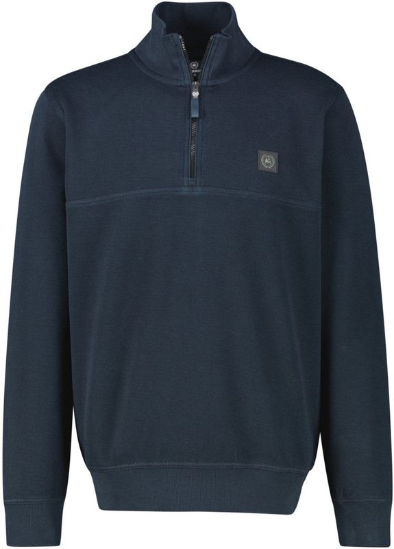 LERROS - Sweatshirt - Navy - Staande Kraag - Ritssluiting - Effen