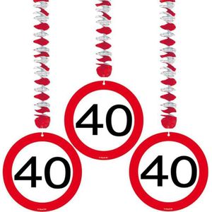 Folat - Hangdecoratie verkeersbord 40 (3 stuks)