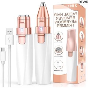 RFWR® Draagbare Elektrische Gezichtshaarverwijderaar voor Vrouwen - 2-in-1 Oogbrows en Gezichts Haartrimmer