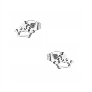 Aramat jewels ® - Zweerknopjes oorbellen kroontje zilverkleurig chirurgisch staal 9mm x 7mm