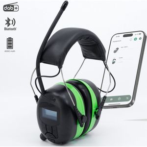 Soul Taine Gehoorbescherming met Radio - DAB+ - Oorbeschermers met Bluetooth en AUDIO ingang - Oplaadbaar - Inclusief Tas - Groen | EAR-205-G+