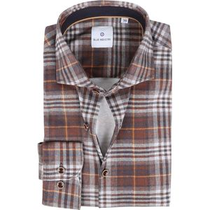 Blue Industry Overhemd Jersey Ruit Bruin - Maat 38 - Heren - Overhemden Casual