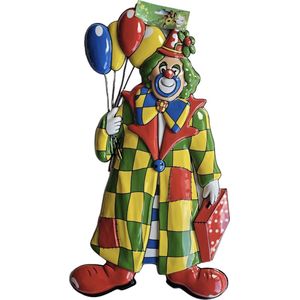 Carnaval wanddecoratie bord clown met ballonnen Carnaval / Nar / Clown 61 x 34 cm