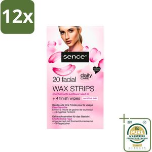 Sence - Waxstrips - Gezicht - 20 Waxstrips - Voordeelverpakking - 12 stuks - Gladde huid - Waxstrips gezicht