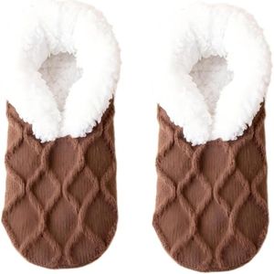 Sokken - Warme sokken - Lounge sokken - Dames pantoffelsokken - Winter warme vloersokken - Fleece sokken - Comfortabel - Winter warmte - Super comfortabele dames lounge pantoffels - One size - bruin
