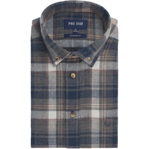 Pre End - Overhemd heren - flanel - mid grey - maat S