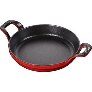 Ronde braadschaal 16 cm - Kers rood - Gietijzeren braadpan