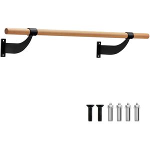 COSTWAY 120cm lange balletbarre voor wandmontage, houten dansbarre, incl. afstand tot de muur