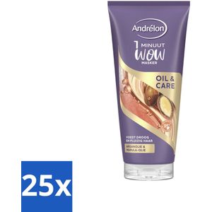 25 x Andrélon - Oil & Care - Haarmasker - 180 ml - Haarmasker - Droog Haar - Pluizig Haar - Anti-pluis - Arganolie