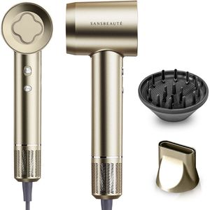 Sansbeauté® Föhn met Diffuser – Krullen – 110.000RPM - Ionische Haardroger met Borstel - 3 Standen - 3 Opzetstukken – Reisföhn - Coolshot – Haarföhn met Diffuser – Hair Dryer - 2000W - EssentiaPRO®