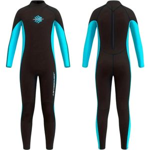 Nivard Wetsuit Kinderen - Swimsuit - Shorty - Surfpak - Duikpak - Lange Mouw - Zwemsuit - Zwart - 4y
