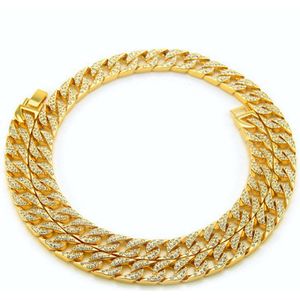 ICYBOY 18K Diamanten Cuban Heren Ketting Verguld Goud [GOLD-PLATED] [ICED OUT] [20 - 50CM] - Chunky Miami Cuban Chain Necklace Diamond Link