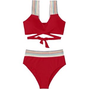 Hoge Taille Bikini - Rood - Mode Dames Zwemkleding