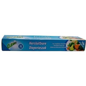 Cleany - Diepvrieszakken - 15 Stuks - 5 Liter - Hersluitbaar