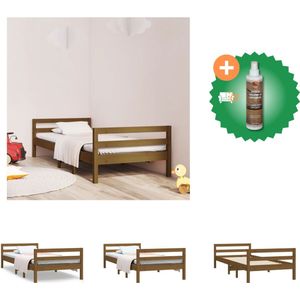 vidaXL Bedframe 90x190 cm massief grenenhout honingbruin - Bed - Inclusief Houtreiniger en verfrisser