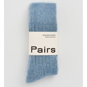Pairs Scotland - Ultrazachte Geribbelde Sokken - Bedsokken - Alpaca Wol - Zacht Blauw - Maat Small / 36 - 40