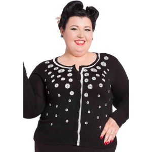 Voodoo Vixen - Leticia Rose Embroidery Cardigan - XL - Zwart