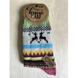 Hygge warme sokken met 37% wol (blauwe boord) maat 35-38 (ook leuk om kado te doen !)