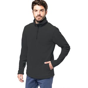 Kariban Fleece trui - antraciet - halve ritskraag - warme winter sweater - heren - polyester XL