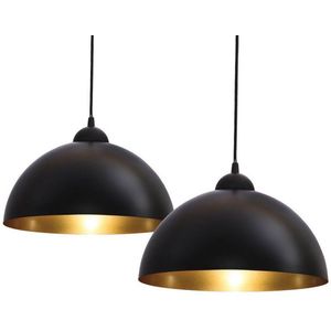 B.K.Licht - Hanglampen - zwart gouden - 2 stuks - excl. E27 lichtbron