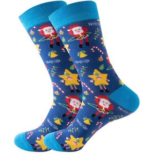 Blauwe kerstsokken met dansende kerstman - maat 38-45