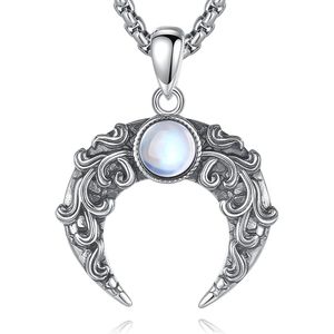 Heksenketting met Maanhanger en Maansteen van 925 Zilver voor Dames - Spirituele Sieraden en Cado