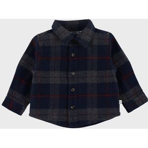 Noukie's Hemd Jongens geruit blauw - Maat 74