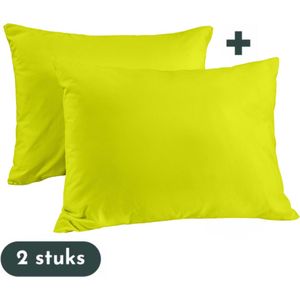 Zavelo Kussenslopen 60x70cm Lime - Set van 2 Stuks - 100% Katoen - Hoogwaardige Hotelkwaliteit - Hotelsluiting