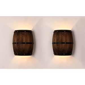 Houten wijn vat lamp  - wijnton -  Wijnvat - Wijnvaatje - lamp - Wandlamp - E27 Fitting - Hout - Industriële -Lampen -Bar -  Cafè -Horeca - Verlichting - kamer - keuken - hal - slaapkamer