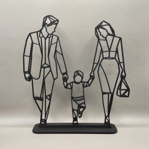 Familie geometrisch beeld | Wand decoratie | Moeder vader kind | valentijnscadeau | valentijn