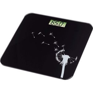 Digitale Personenweegschaal voor Lichaamsgewicht - Ultraplat met Bloemendesign (Zwart)