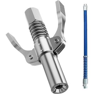 Grease press coupling double handle grease press points 1-8-inch NPT quick lock and release compatible with all grease press couplings with 30 cm hose.