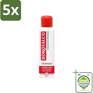 5 x Borotalco Deospray Intensive 150 ml - Grootverpakking - Deodorant Spray - Antitranspirant - Borotalco - Intensieve Bescherming - Alcoholvrij
