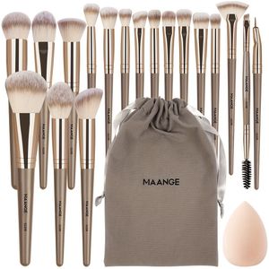 Livé® 20-delige Make-upborstelset – Complete Set met Opbergzak & Make-up Spons