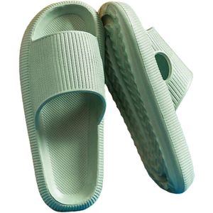 Groene dikke zolen pantoffels voor thuis, comfortabele sandalen voor mannen en vrouwen, voor buiten en binnen (maat 36-37, 26 cm)
