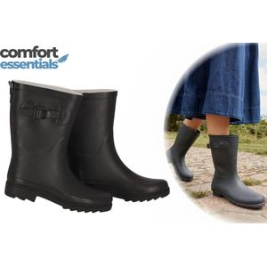 Comfort Essentials Dames Regenlaarzen - Regenlaarzen - Rubber Laarzen Dames - Kaplaarzen Dames - Zwart - Maat 37