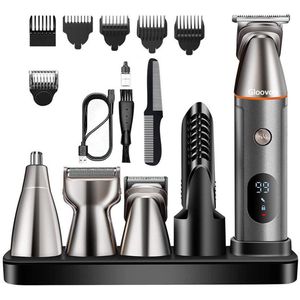 Gloovon® - Tondeuse Set - 5-in-1 - Tondeuse Mannen - Tondeuse Hoofdhaar - Draadloze Tondeuse - IPX6 waterdicht - Trimmer voor Hoofd & Baard - Geschikt voor hoofd, neus, lichaam, gezicht en baard - Scheerapparaat