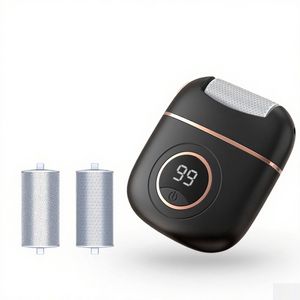 Elektrische Eeltverwijderaar - Elektrische voetvijl - Voetschuurmachine en eeltverwijderaar - 2 snelheden - met LED-verlichting - één grove en één fijne slijpkop - Voetherstellende exfoliatie - Verwijdert eelt en harde huid - Zwart