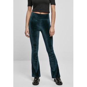 Urban Classics - High Waist Velvet Boot Cut Legging - L - Blauw