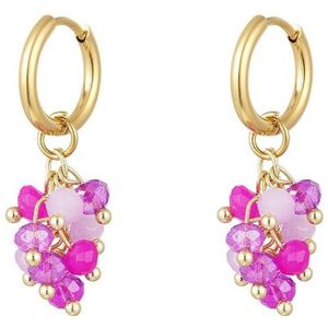 Bijoutheek Oorhangers Tros Kralen Fuchsia