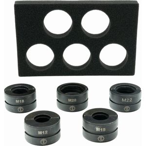 ToolLine® - Persbekken M - 5-delige M-Set, M12-M15-M18-M22-M28 - Inclusief Foam inlay - Geschikt voor het persen van RVS, stalen en koperen leidingen
